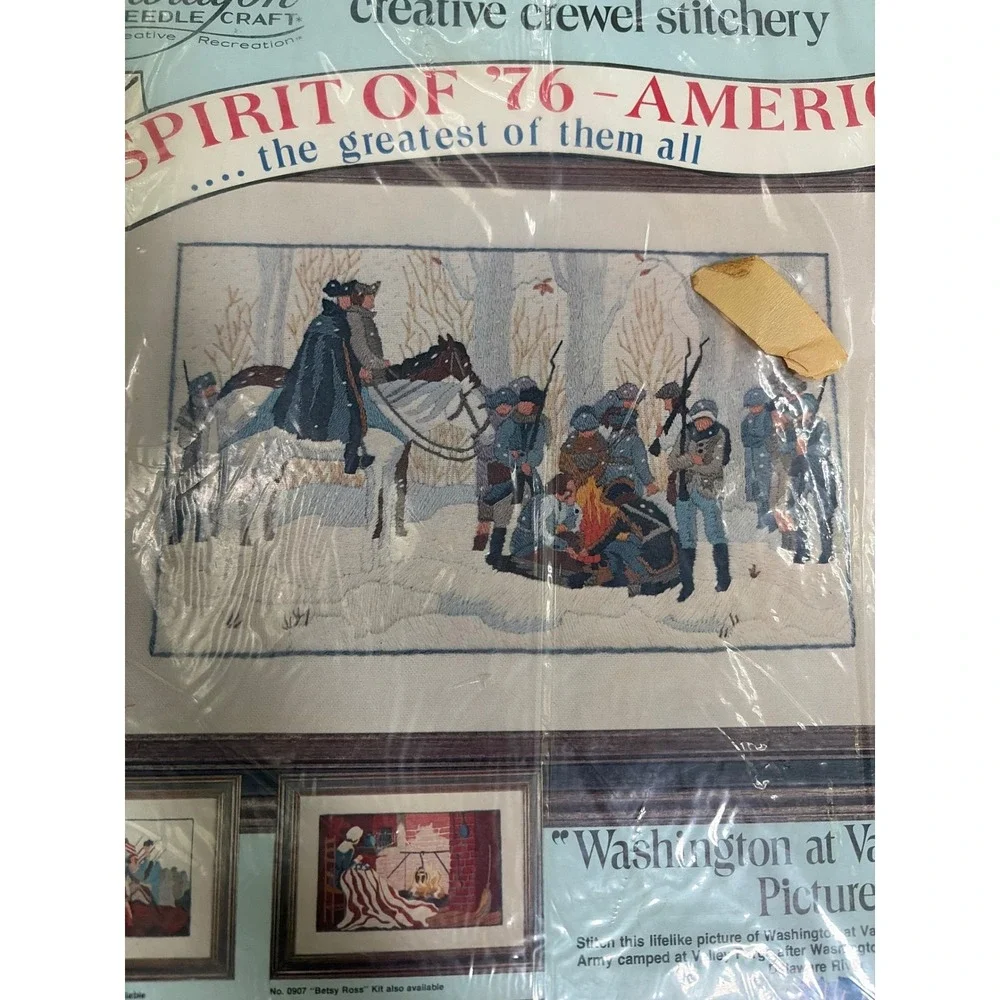 X2 Vtg Paragon Crewel Kits Spirit of 76 Washington & Paul Revere Set 0908 0909